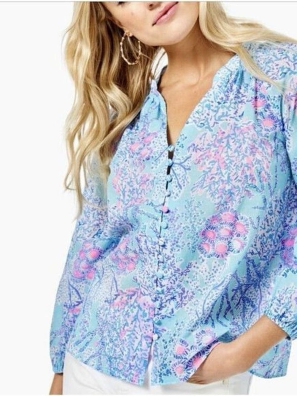 Lilly Pulitzer Coleman Top in Now You Sea Me Blue Ibiza